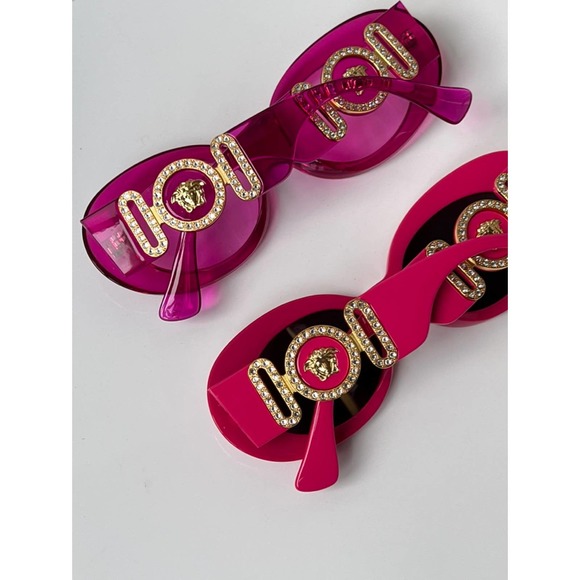 NEW Versace VE4426BU Dark Pink Crystal Logo Sunglasses - Picture 3 of 13